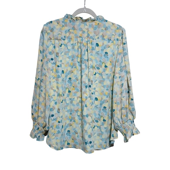 DKNY Women's XL Long Sleeve Ruffle Neck Button Down Blouse Top - Picture 2 of 7